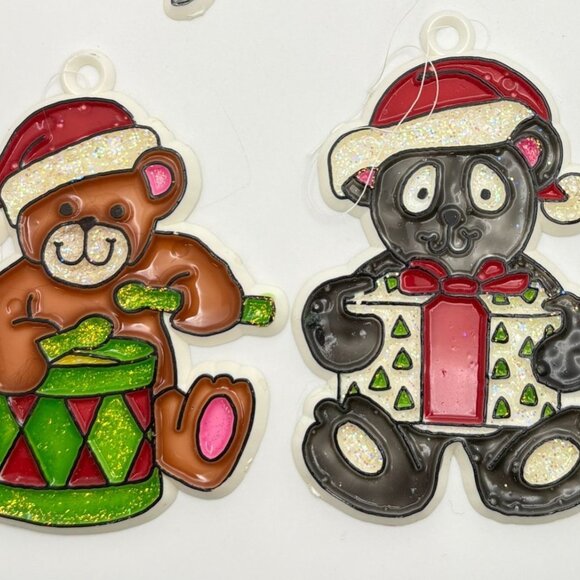 Vintage Bear Christmas Ornaments Set of 4 Skating Sledding Drummer - Picture 4 of 7